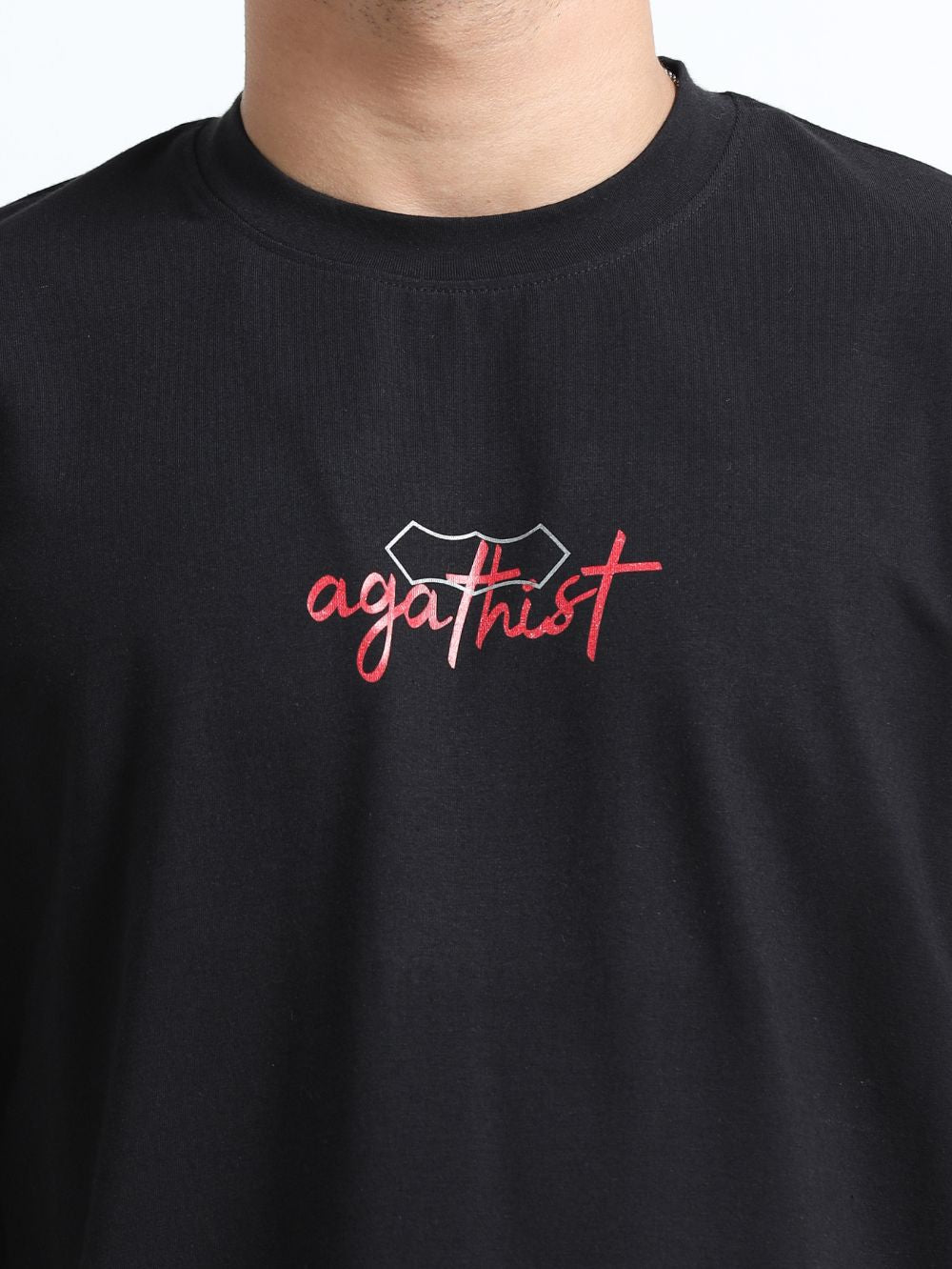 Celestial Mandala Organic Cotton Oversized Printed Tee for Men's – Black