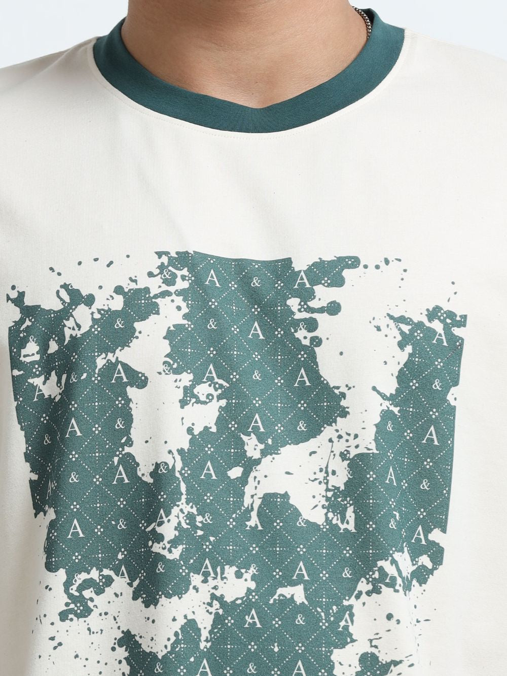 Modern Terrain Organic Cotton Oversized Printed Tee for Men's – Beige