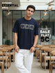 Essential Logo Organic Cotton Oversized Printed Tee for Men's – Navy
