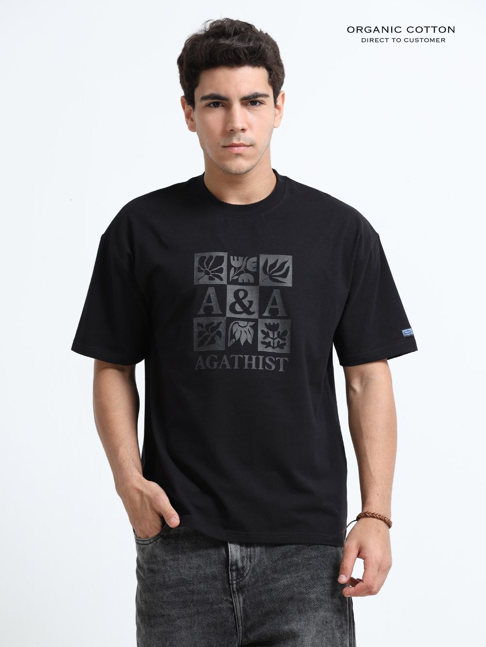 Dark Vibe Organic Cotton Printed T-shirt for Men's – Black