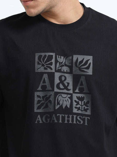 Dark Vibe Organic Cotton Printed T-shirt for Men's – Black