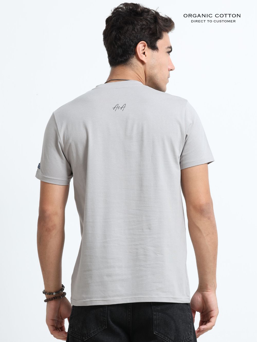Urban Steel Organic Cotton Printed T-Shirt for Men's – Silver Grey