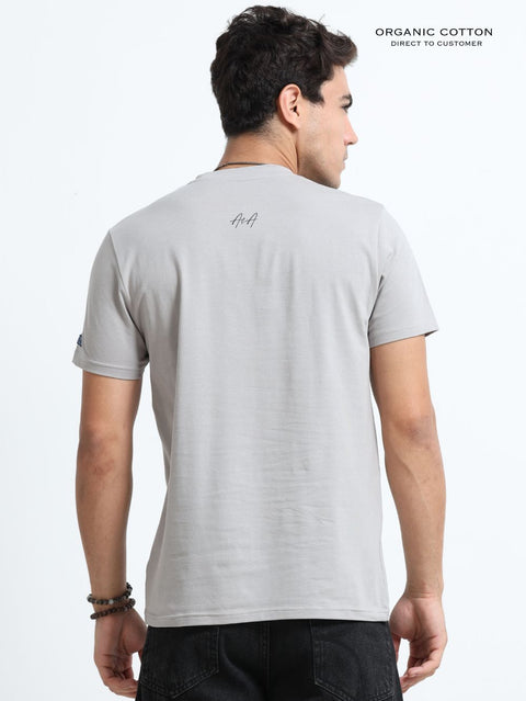 Urban Steel Organic Cotton Printed T-Shirt for Men's – Silver Grey