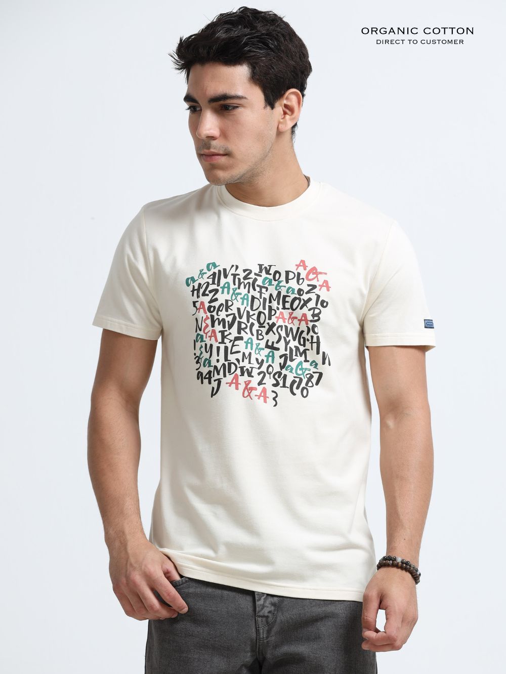 Desert Tone Organic Cotton Printed T-Shirt for Men's – Beige