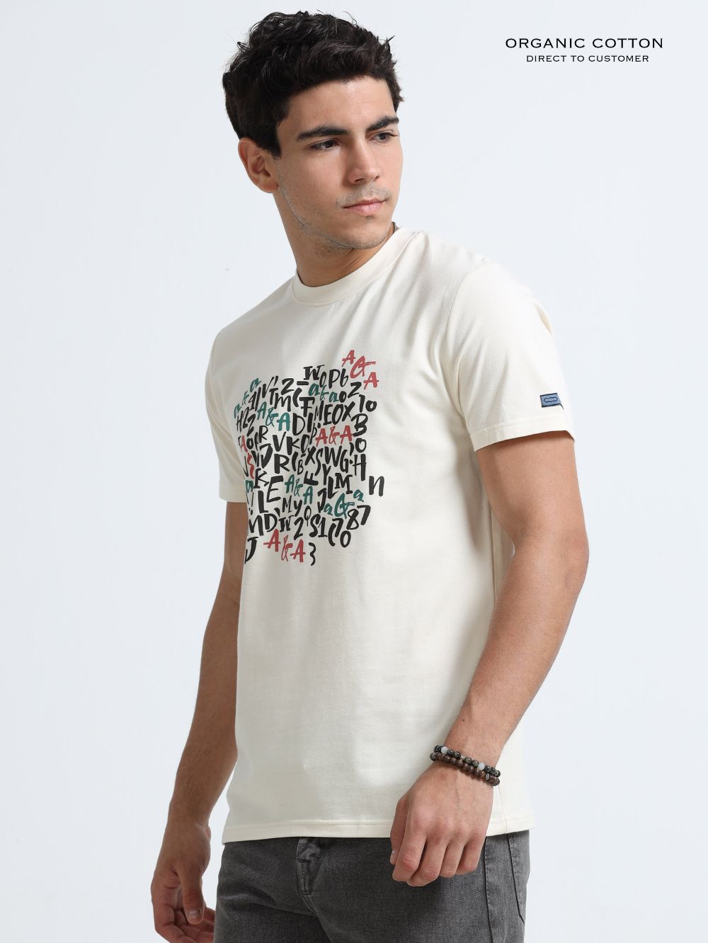 Desert Tone Organic Cotton Printed T-Shirt for Men's – Beige