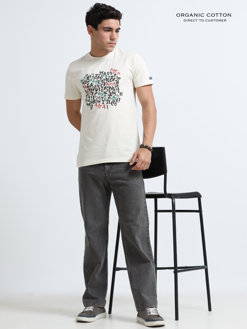 Desert Tone Organic Cotton Printed T-Shirt for Men's – Beige