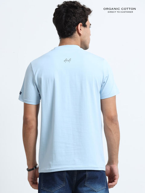 Blue Horizon Organic Cotton Printed T-Shirt for Men's – Light Blue