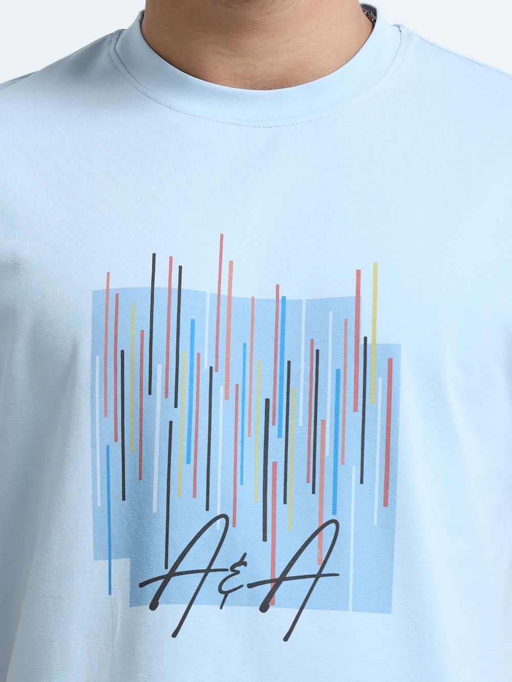 Blue Horizon Organic Cotton Printed T-Shirt for Men's – Light Blue