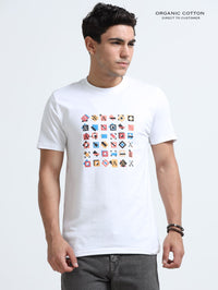 Cloud Drift Organic Cotton Printed T-Shirt for Men's – White