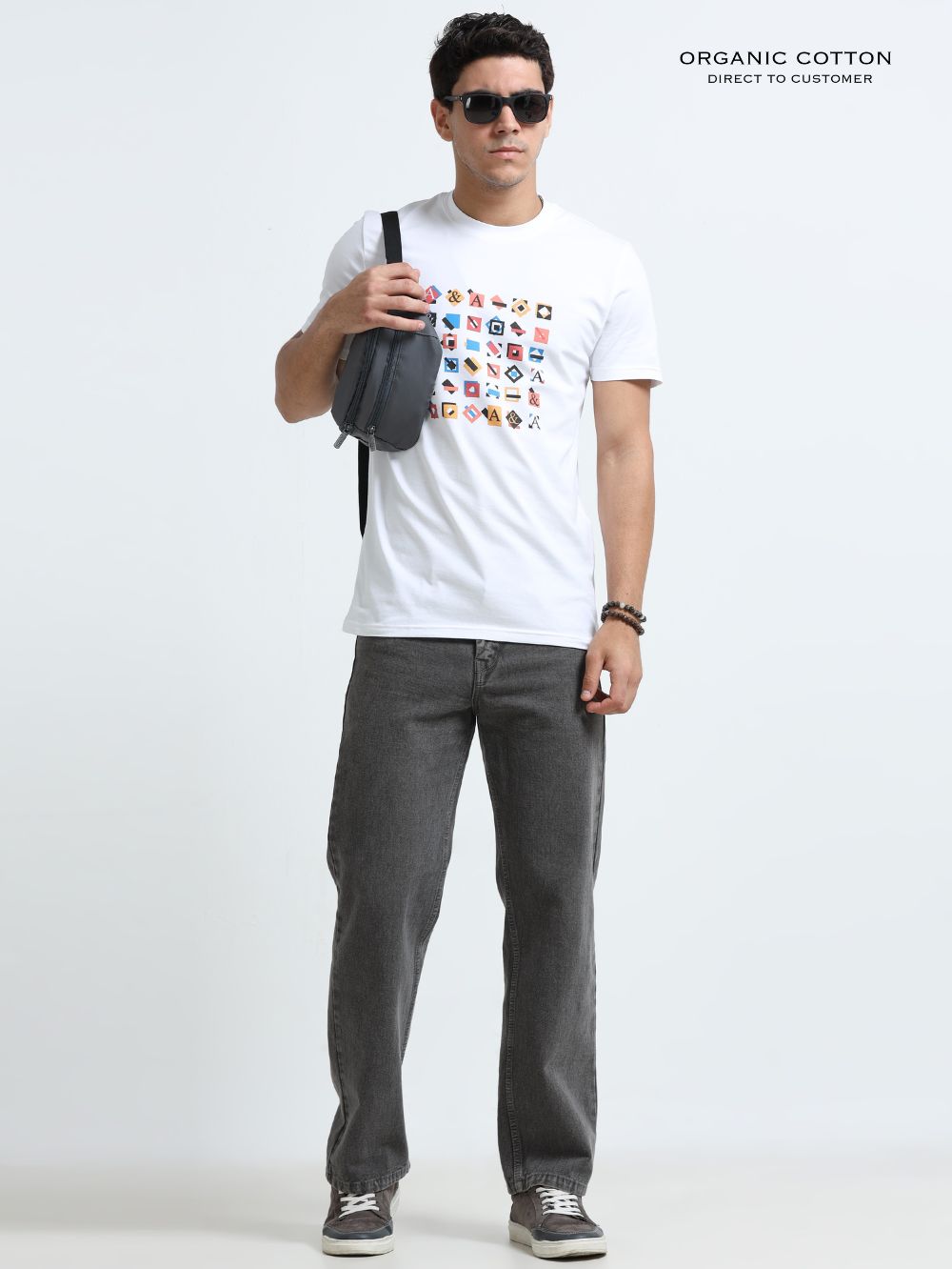 Cloud Drift Organic Cotton Printed T-Shirt for Men's – White