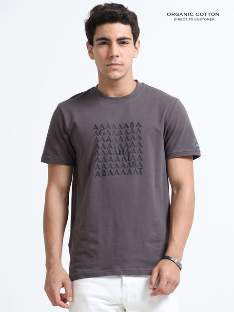 Shadow Stone Organic Cotton Printed T-Shirt for Men's – Dark Grey