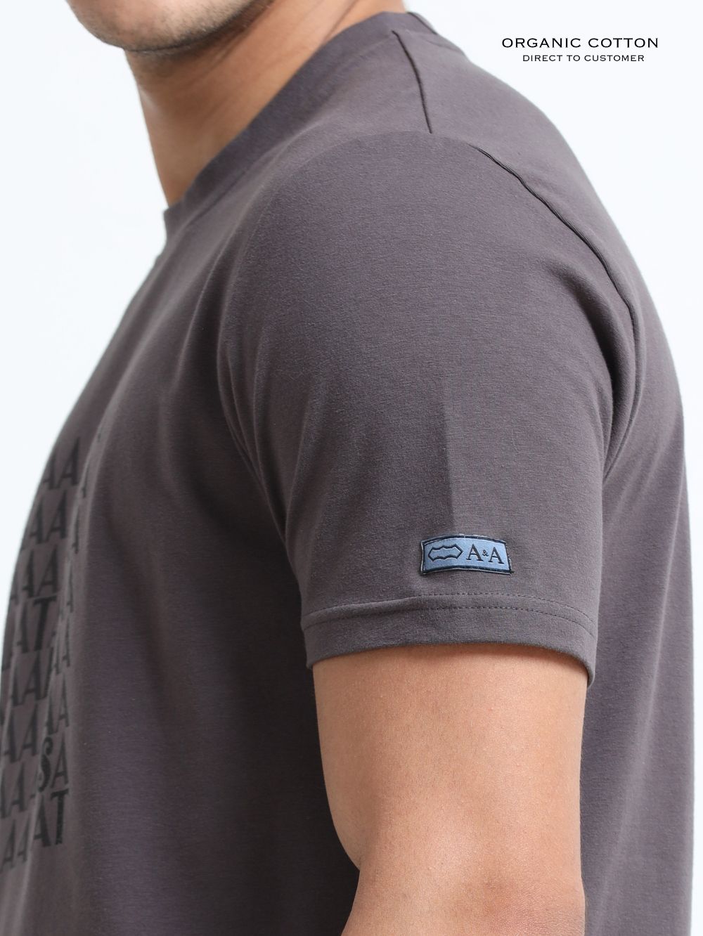 Shadow Stone Organic Cotton Printed T-Shirt for Men's – Dark Grey