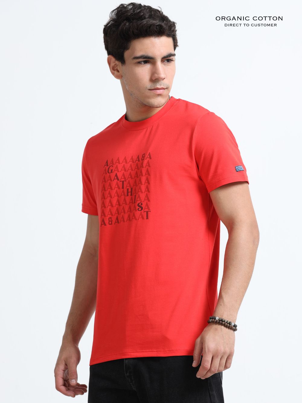Urban Flame Organic Cotton Printed T-Shirt for Men's – Red