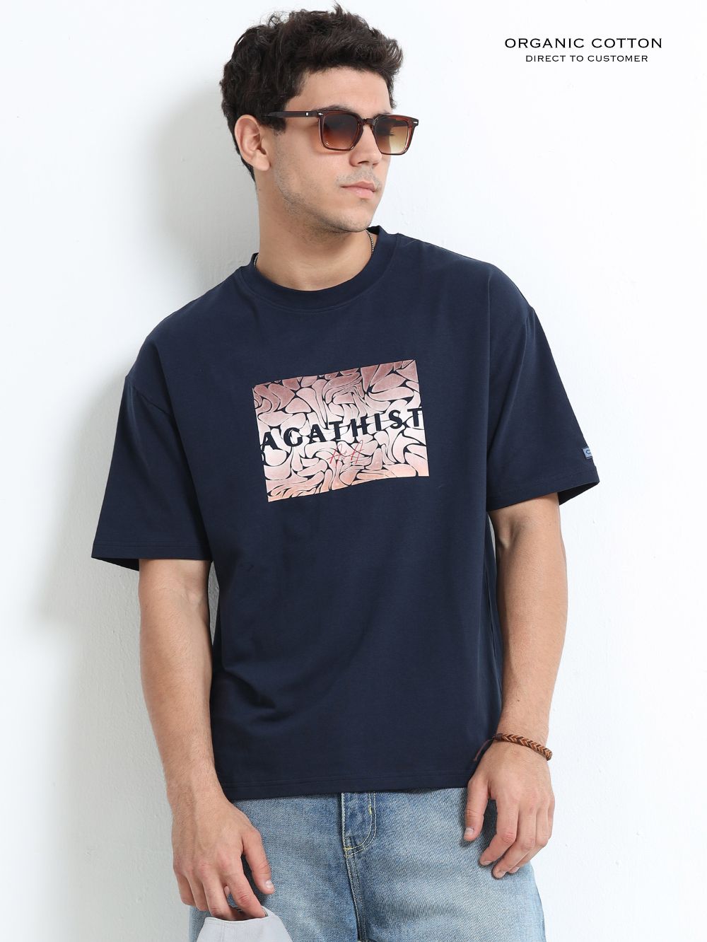 Deep Ocean Organic Cotton Printed T-Shirt for Men's – Navy