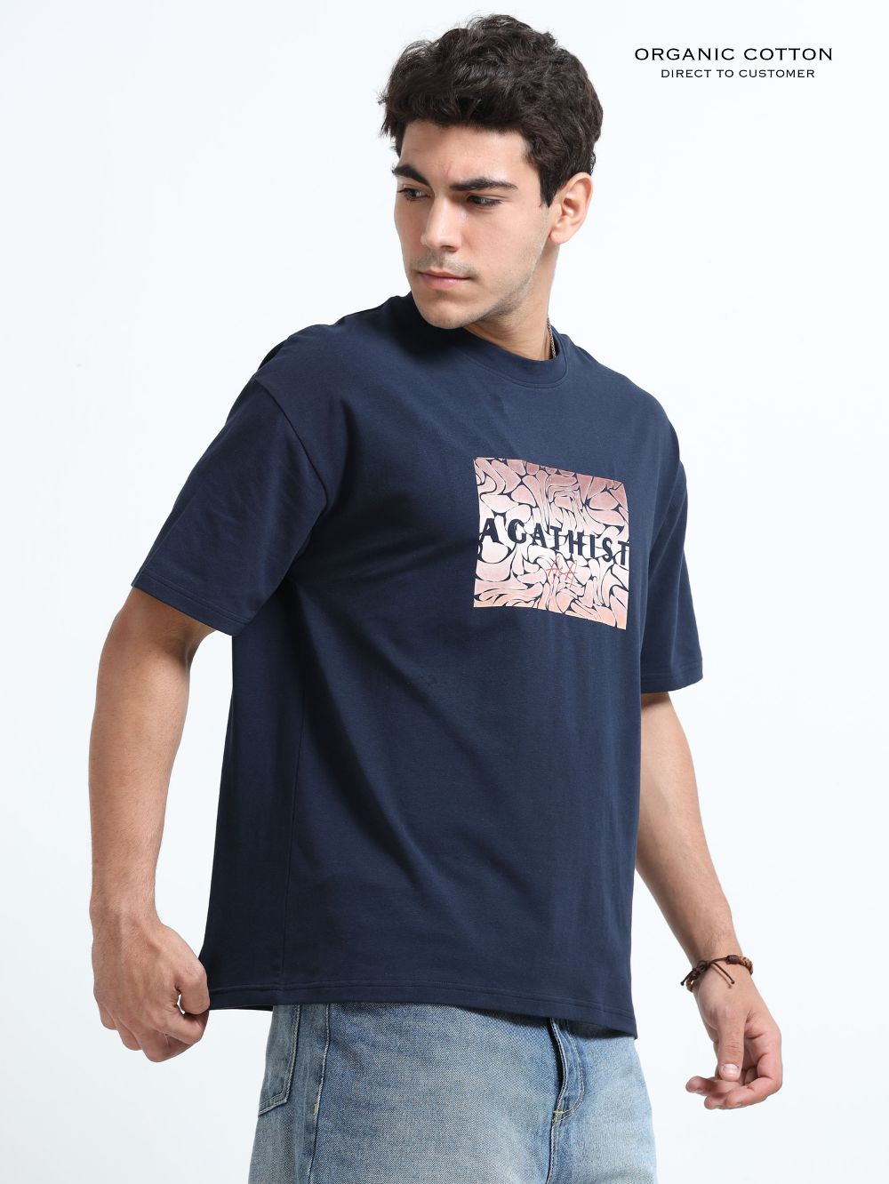 Deep Ocean Organic Cotton Printed T-Shirt for Men's – Navy