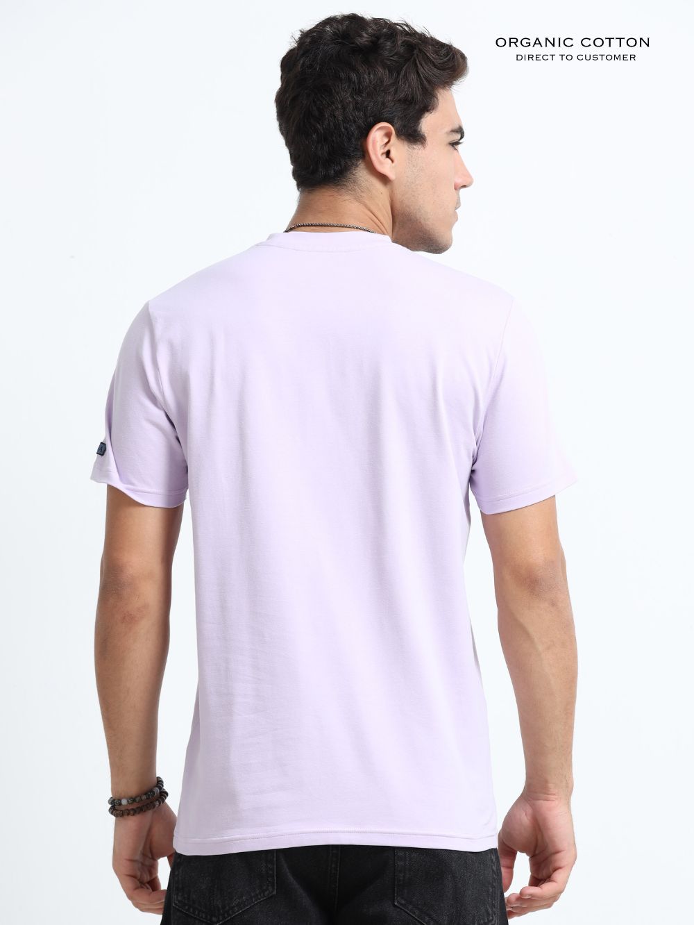 Lilac Wave Organic Cotton Printed T-Shirt for Men's – Light Purple