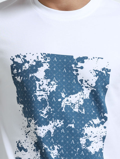Pearl Wave Organic Cotton Printed T-Shirt for Men's – White