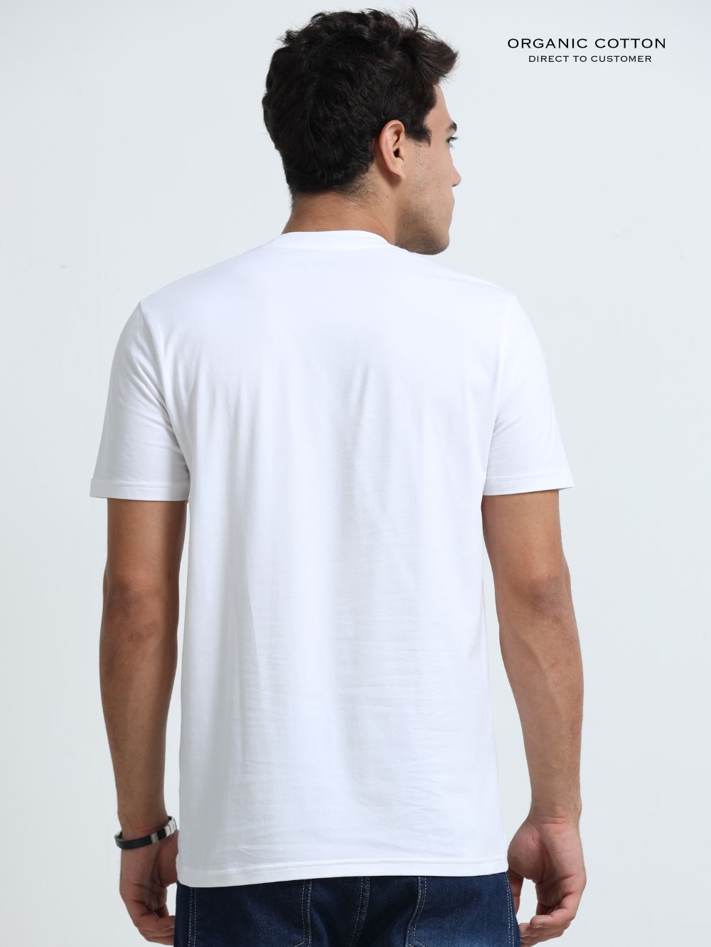 Pearl Wave Organic Cotton Printed T-Shirt for Men's – White