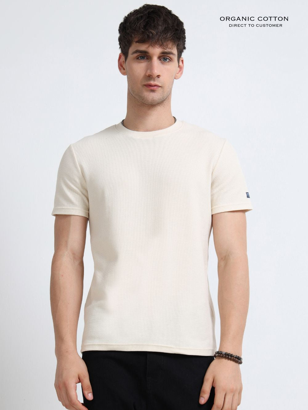 Organic Cotton Waffle Round Neck T-Shirt for Mens