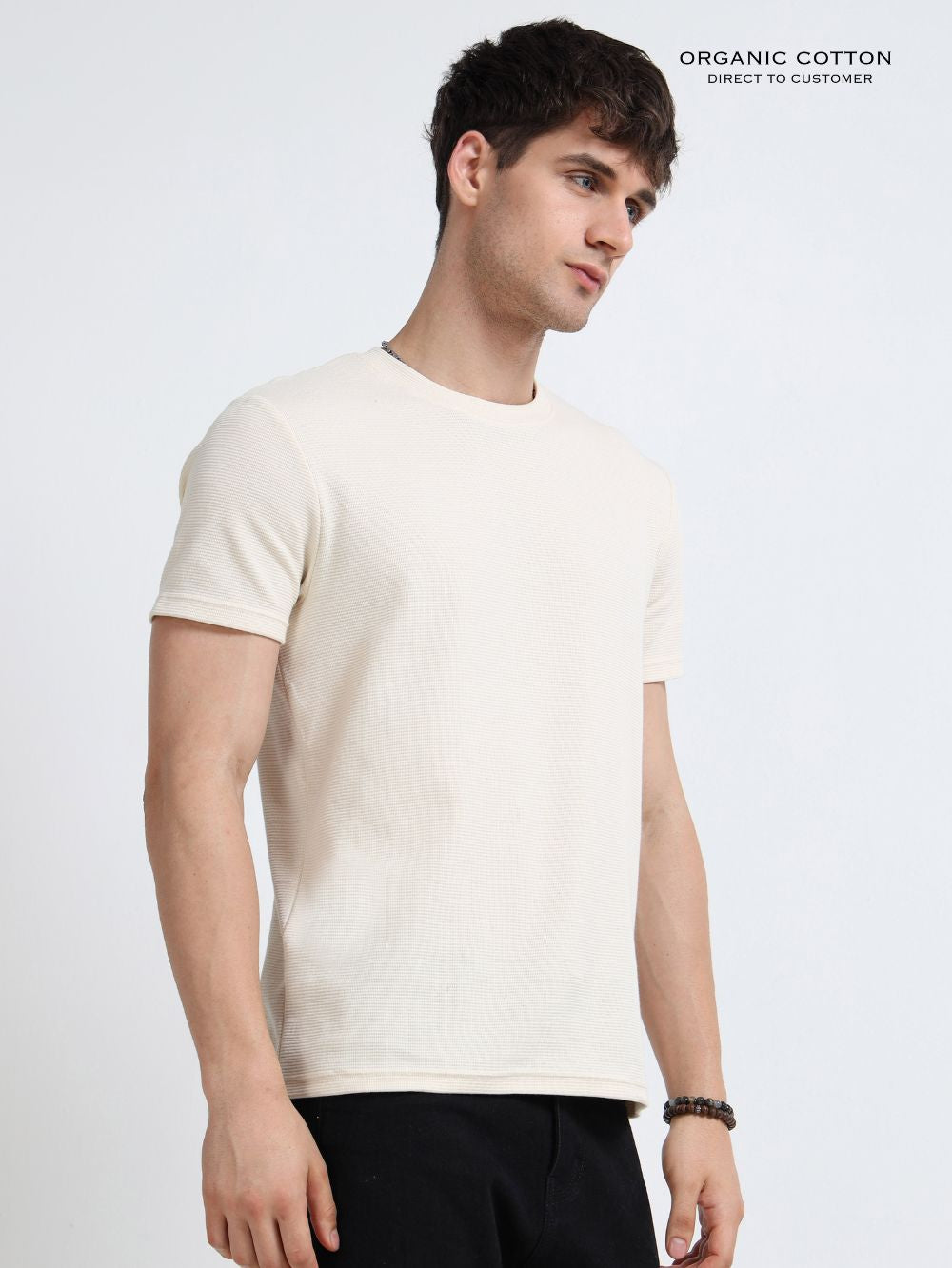 Organic Cotton Waffle Round Neck T-Shirt for Mens
