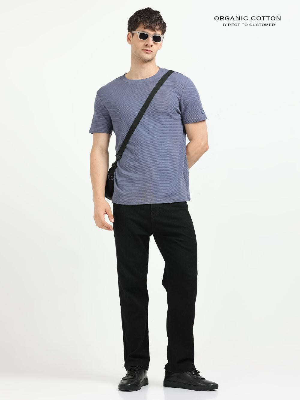 Organic Cotton Waffle Round Neck T-Shirt for Mens