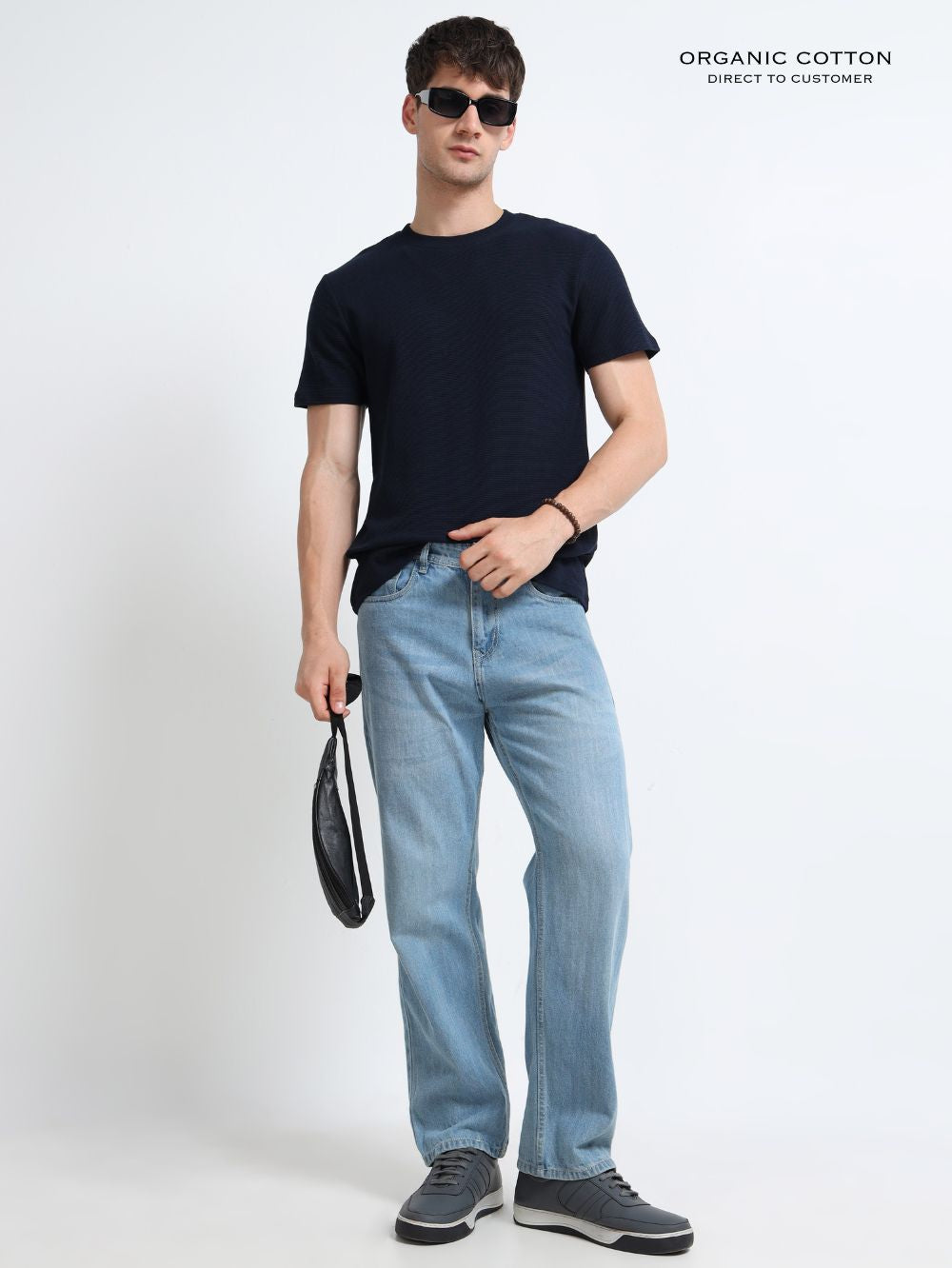 Organic Cotton Waffle Round Neck T-Shirt for Mens