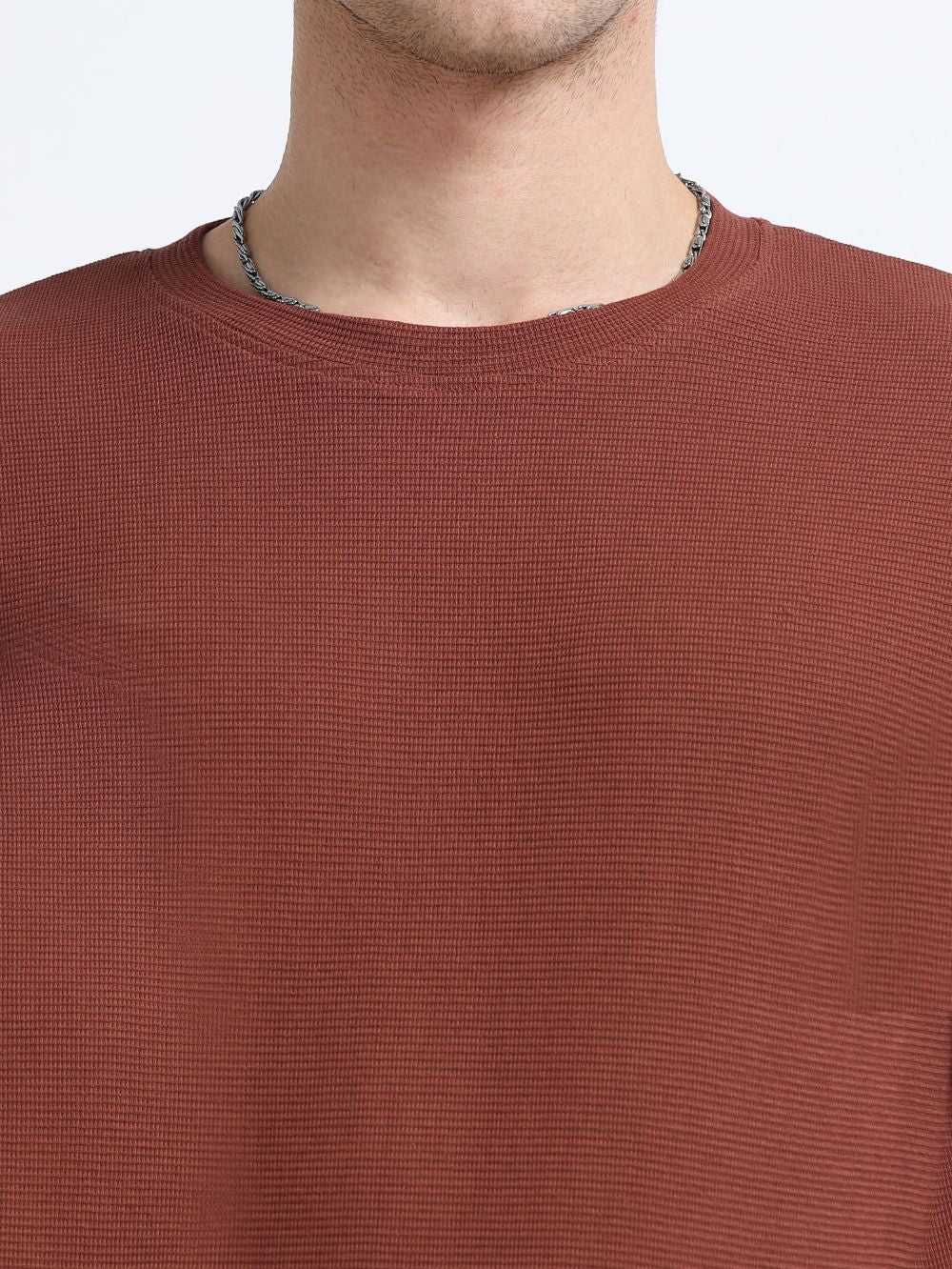 Organic Cotton Waffle Round Neck T-Shirt for Mens