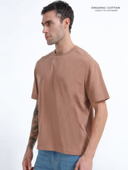 Wood Brown Organic Cotton Oversized Tee for Men