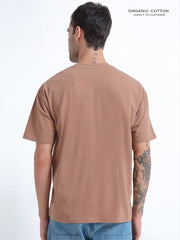 Wood Brown Organic Cotton Oversized Tee for Men