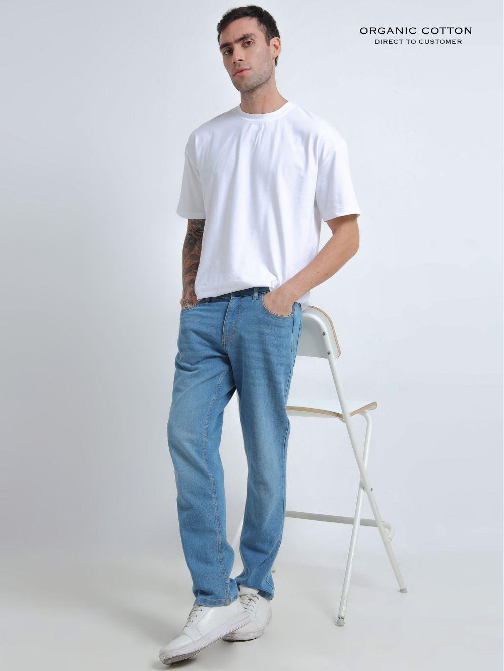 White  Organic Cotton Oversized Tee for Men