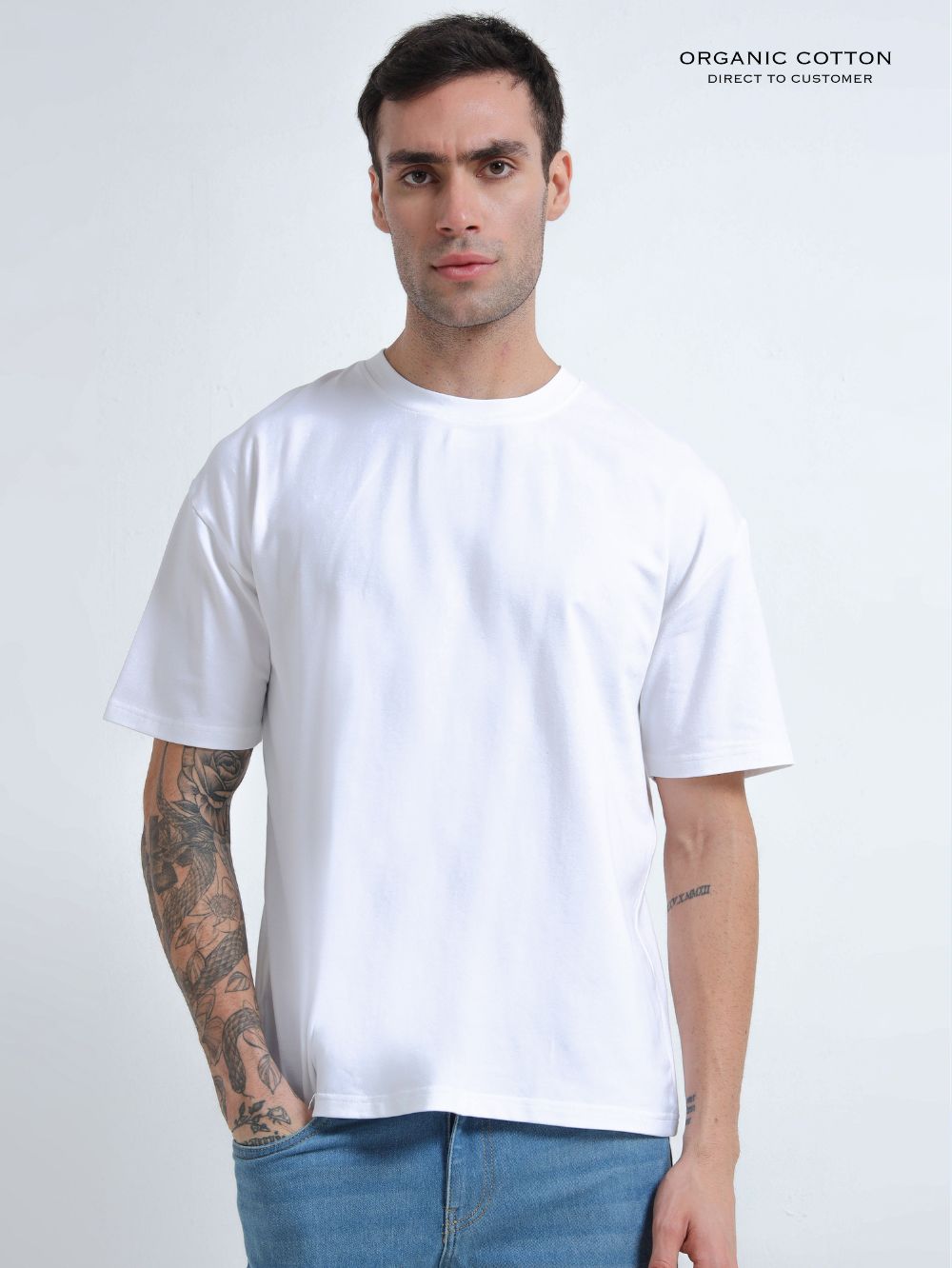 White  Organic Cotton Oversized Tee for Men