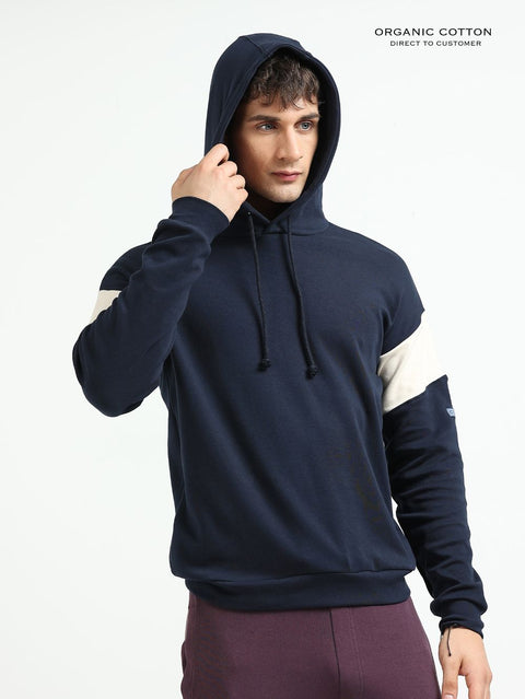 Navy Organic Cotton Casual Hoodie for Men