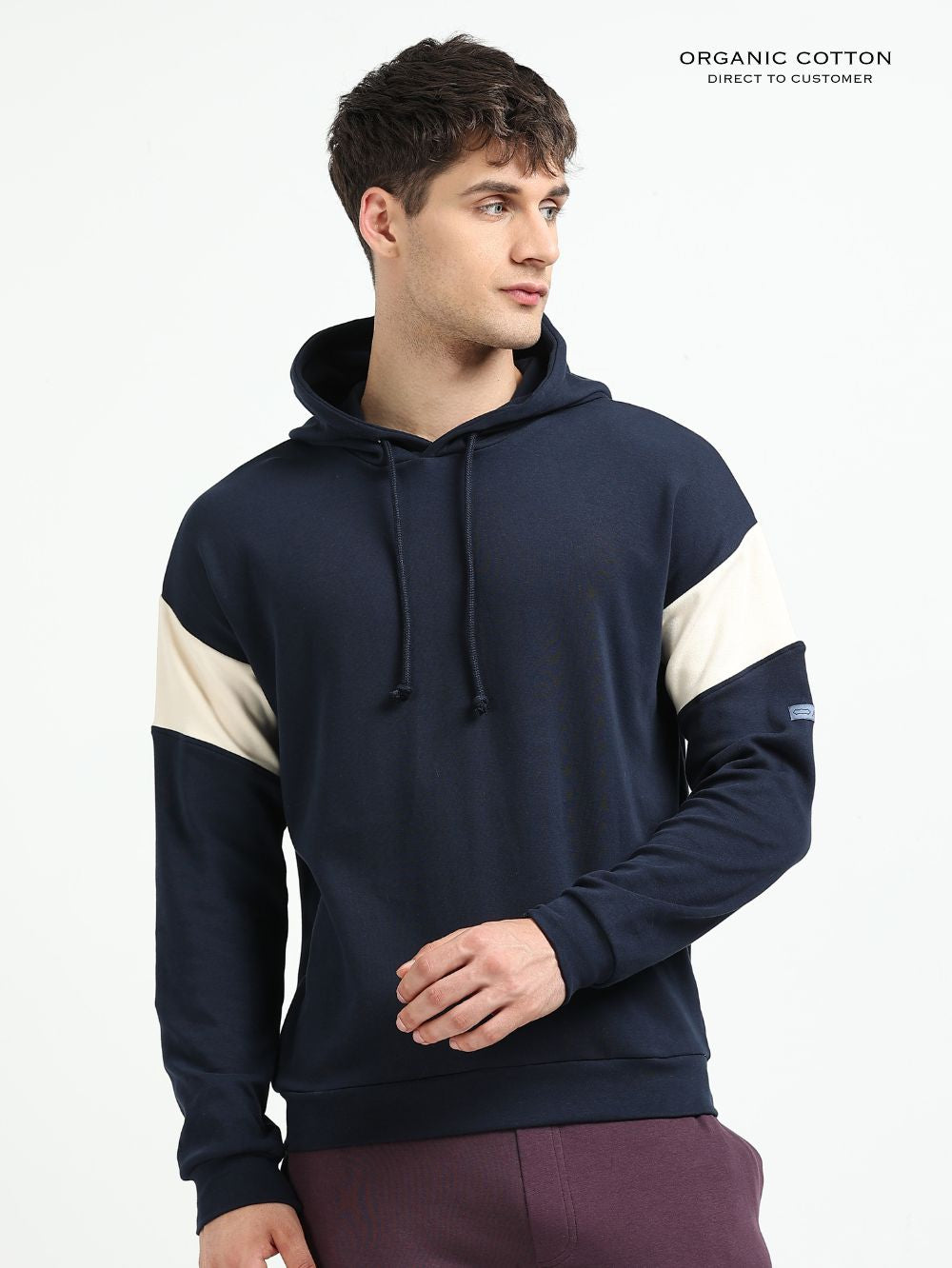 Navy Organic Cotton Casual Hoodie for Men