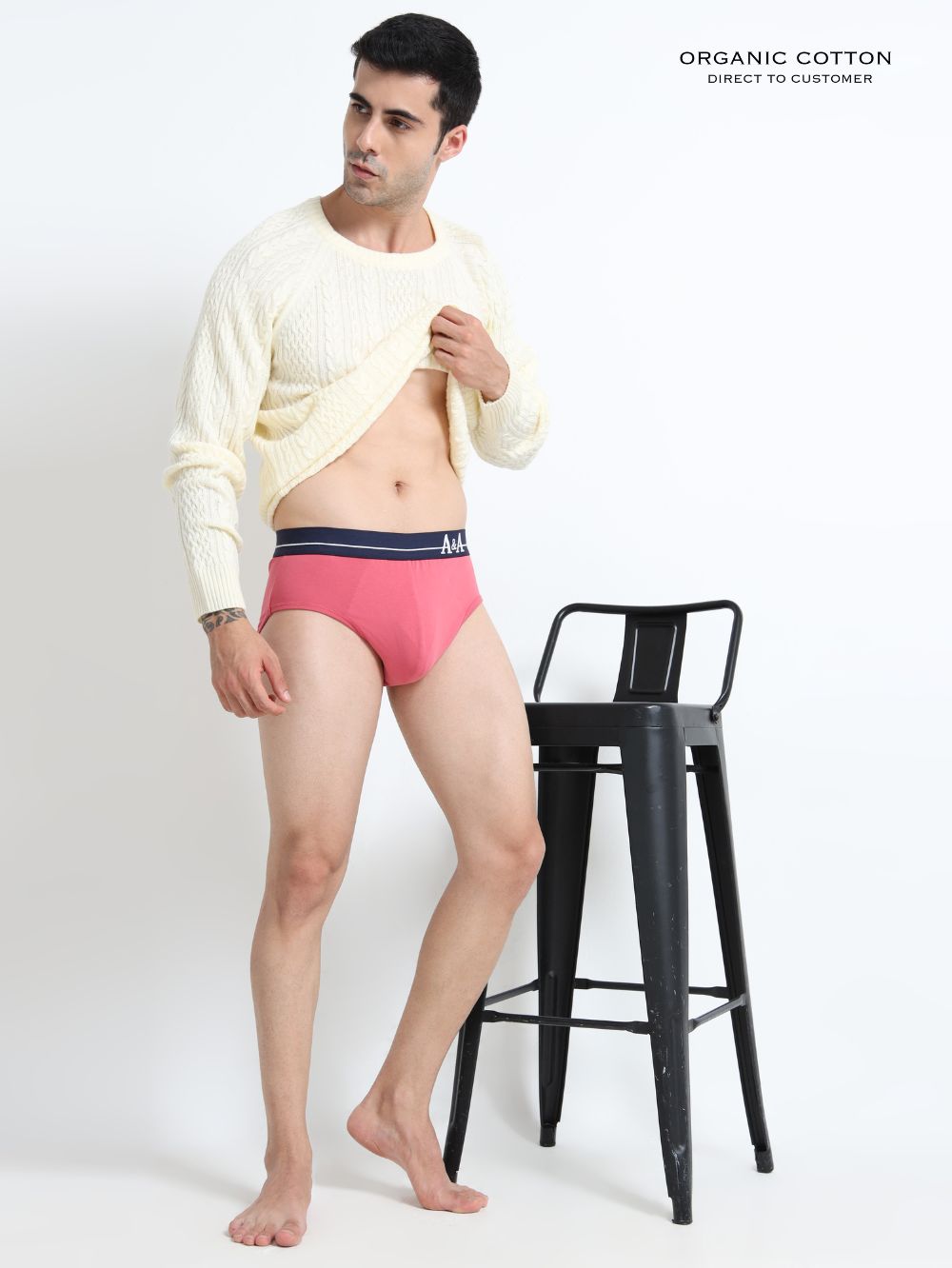 Olive Green and Magenta Organic Cotton Super Stretch Brief Outer Elastic Waistband - Pack of 2