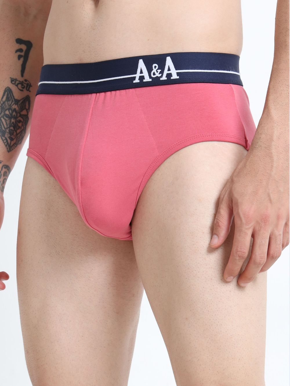 Olive Green and Magenta Organic Cotton Super Stretch Brief Outer Elastic Waistband - Pack of 2