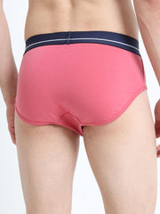 Olive Green and Magenta Organic Cotton Super Stretch Brief Outer Elastic Waistband - Pack of 2