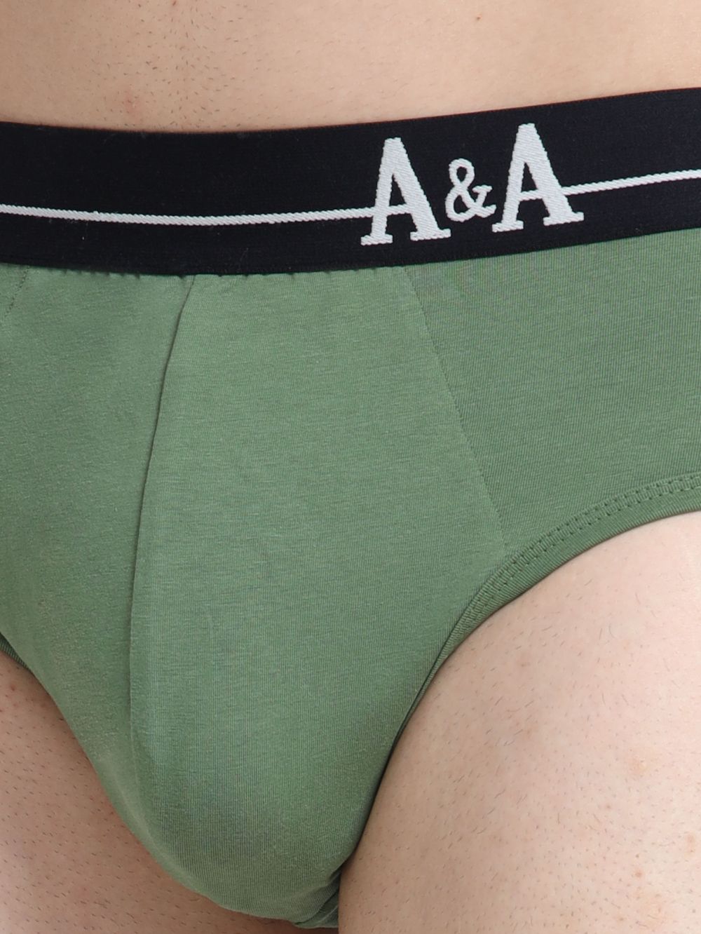 Olive Green and Magenta Organic Cotton Super Stretch Brief Outer Elastic Waistband - Pack of 2