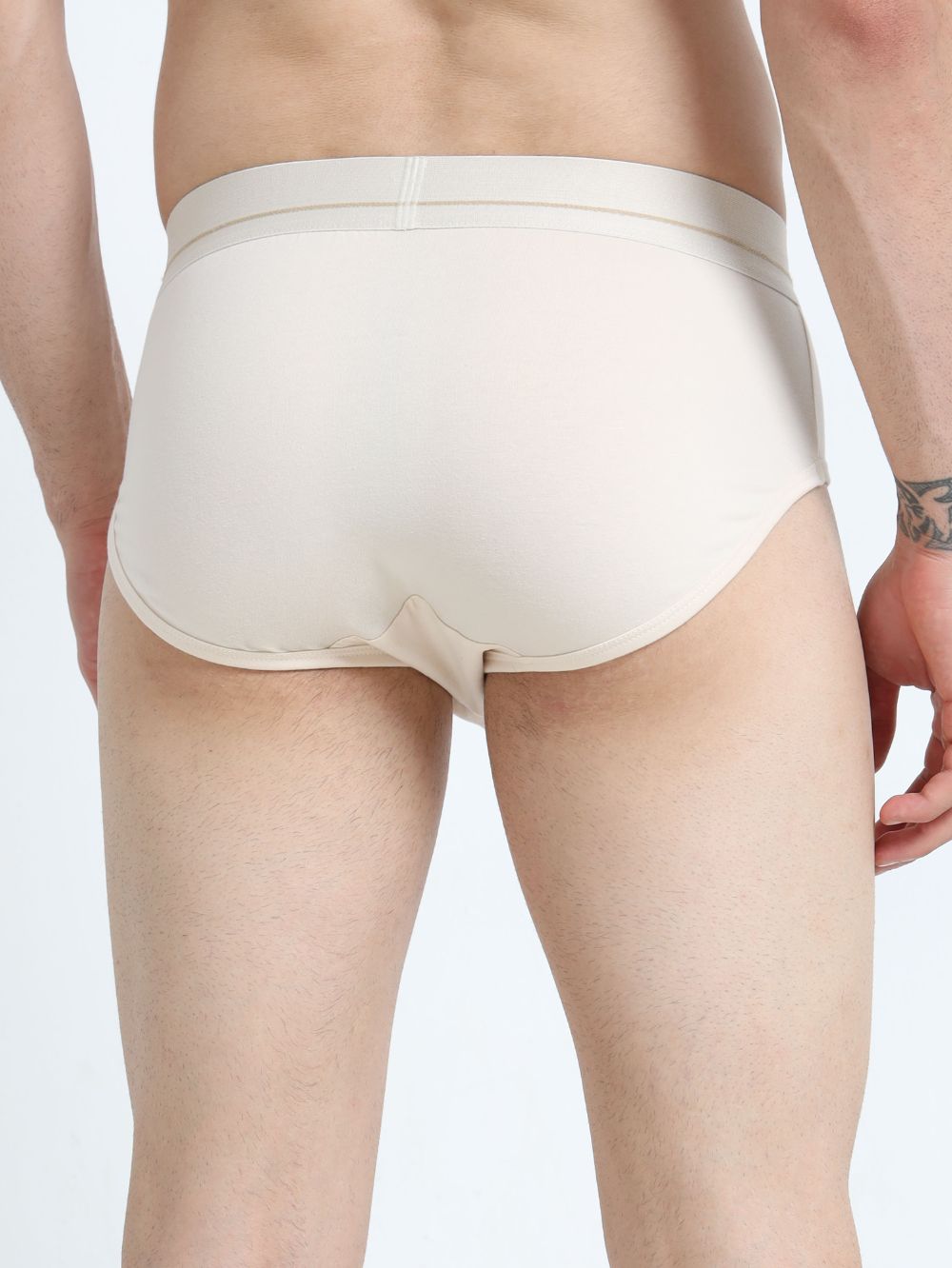 Beige and Beige Organic Cotton Super Stretch Brief Outer Elastic Waistband - Pack of 2