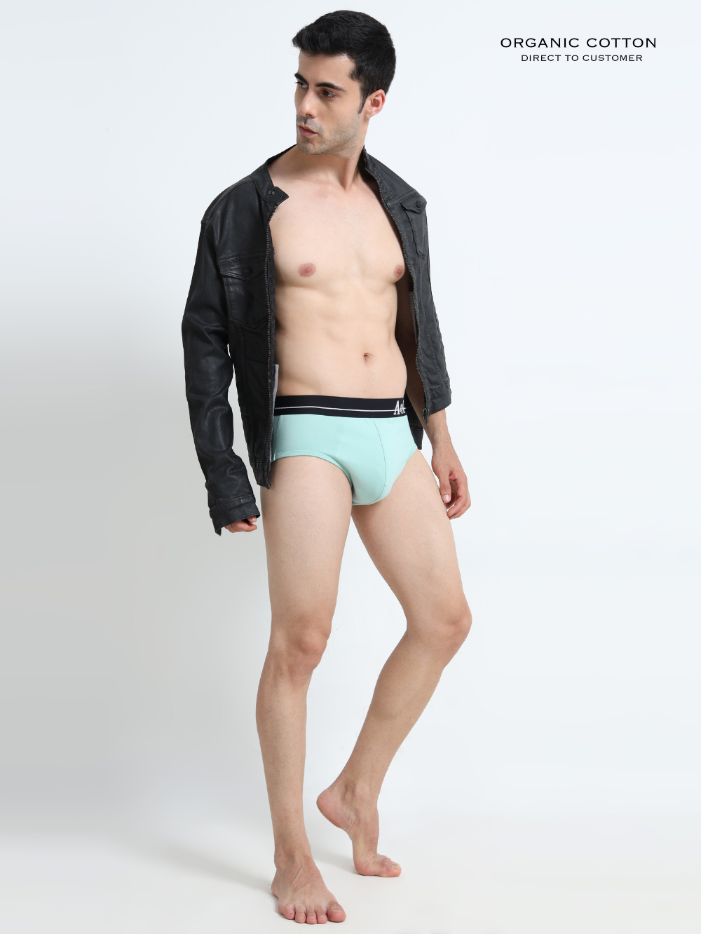 Canary Green and Aqua Organic Cotton Super Stretch Brief Outer Elastic Waistband - Pack of 2