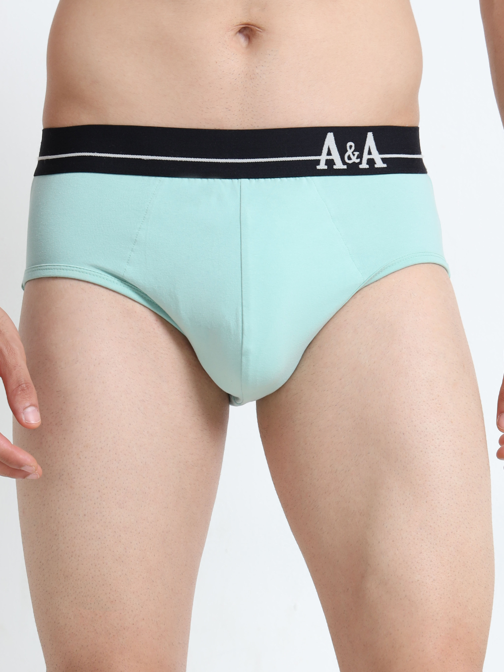 Canary Green and Aqua Organic Cotton Super Stretch Brief Outer Elastic Waistband - Pack of 2