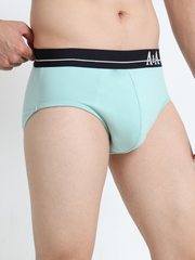 Canary Green and Aqua Organic Cotton Super Stretch Brief Outer Elastic Waistband - Pack of 2