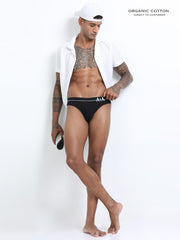 Black and Black Organic Cotton Bikini Brief With Outer Elastic Waistband - Pack of 2