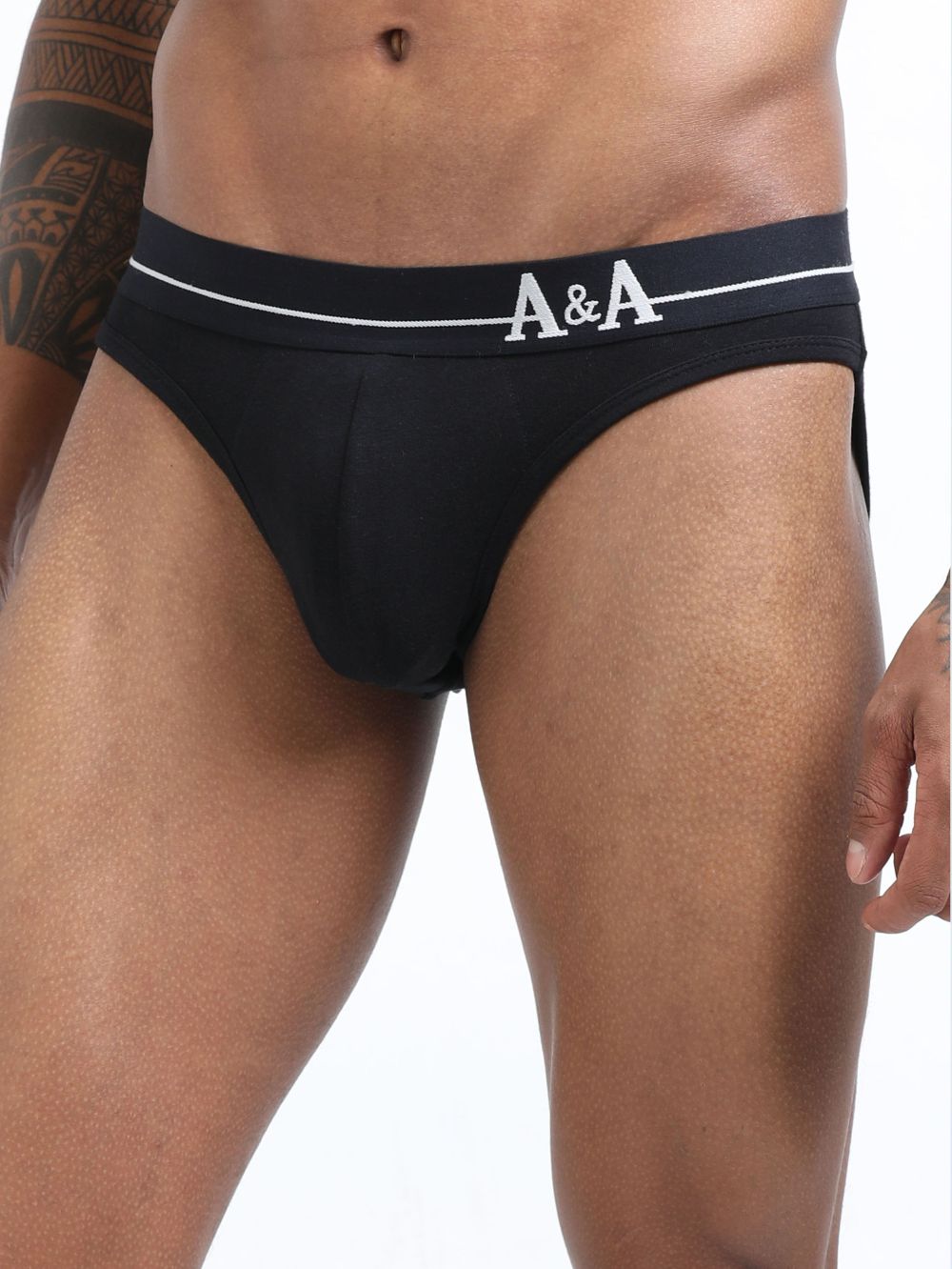 Black and Black Organic Cotton Bikini Brief With Outer Elastic Waistband - Pack of 2