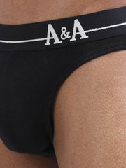 Black and Black Organic Cotton Bikini Brief With Outer Elastic Waistband - Pack of 2