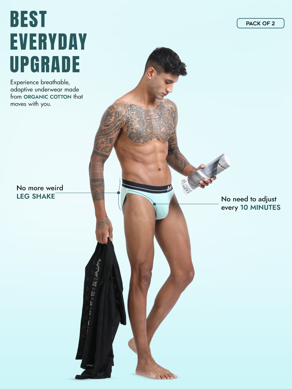 Canary Green and Aqua Organic Cotton Bikini Brief With Outer Elastic Waistband - Pack of 2