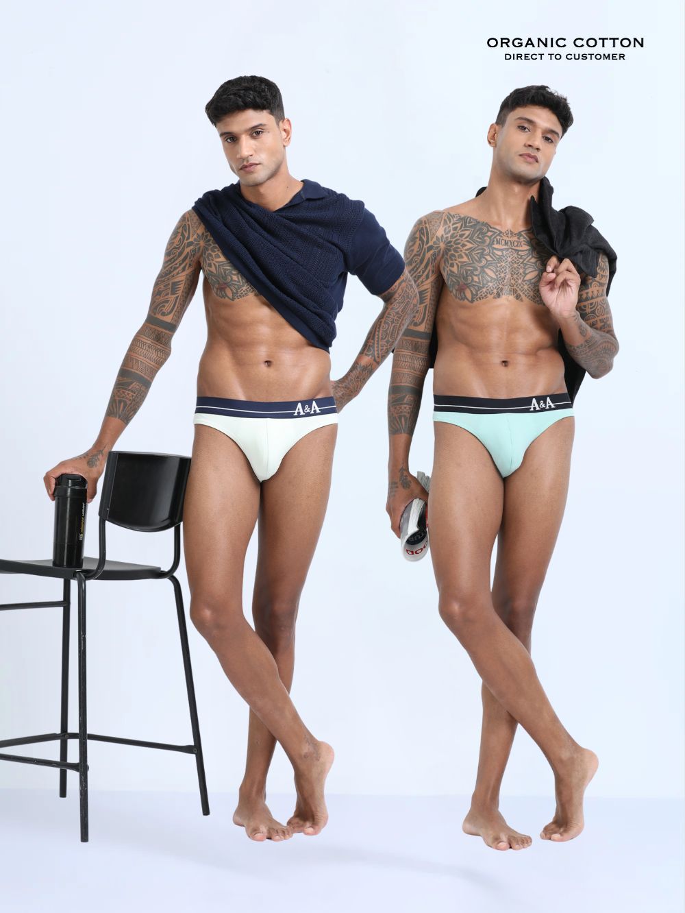 Canary Green and Aqua Organic Cotton Bikini Brief With Outer Elastic Waistband - Pack of 2