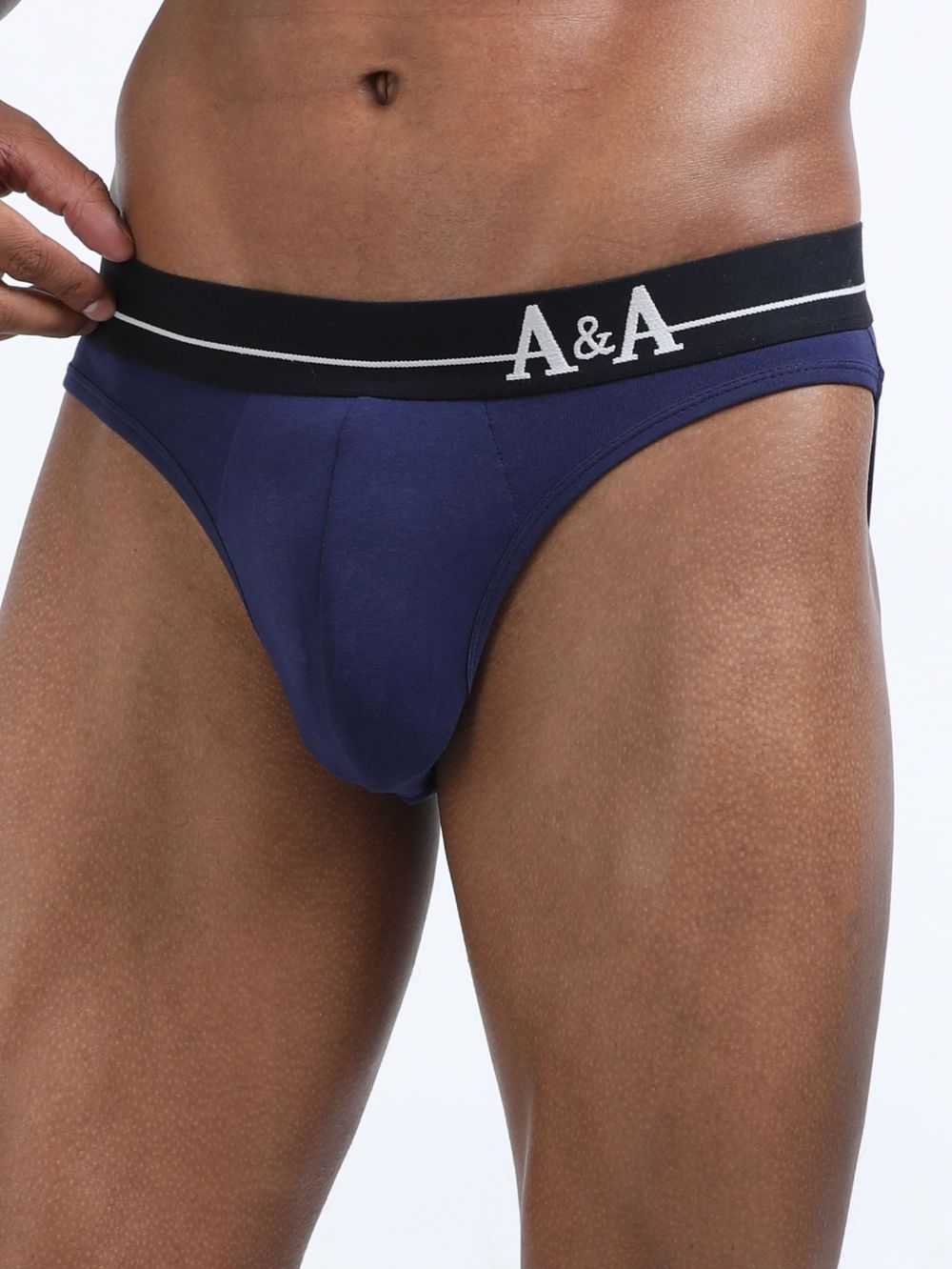 Medieval Blue and Light Blue Organic Cotton Bikini Brief With Outer Elastic Waistband - Pack of 2