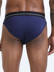 Medieval Blue and Light Blue Organic Cotton Bikini Brief With Outer Elastic Waistband - Pack of 2