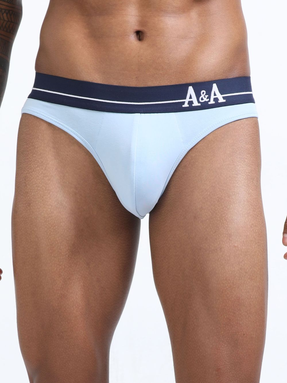 Medieval Blue and Light Blue Organic Cotton Bikini Brief With Outer Elastic Waistband - Pack of 2