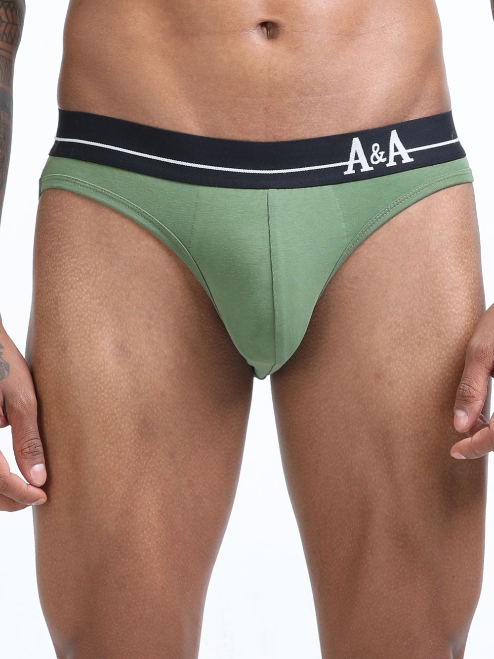 Olive Green and Magenta Organic Cotton Bikini Brief With Outer Elastic Waistband - Pack of 2